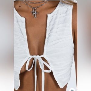 Princess Polly White Crop Top Tie Front